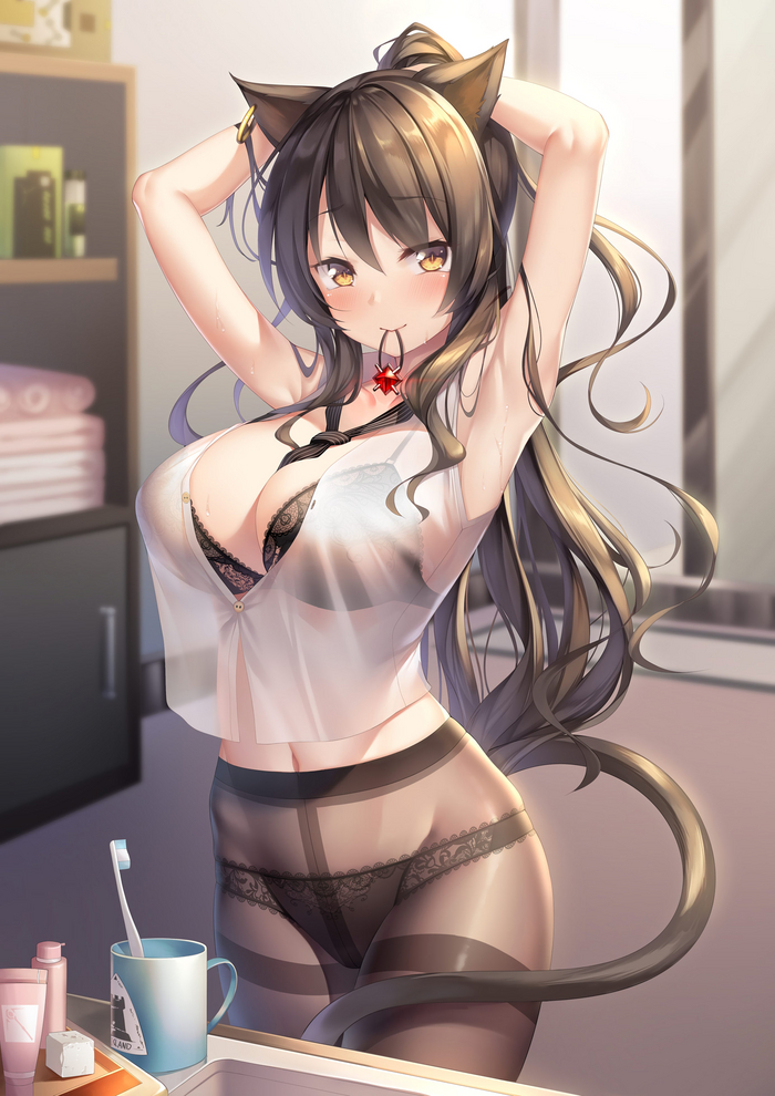 Skyfire - NSFW, Anime, Anime art, Boobs, Pantsu, Bra, Tights, skyfire, Arknights, 18+