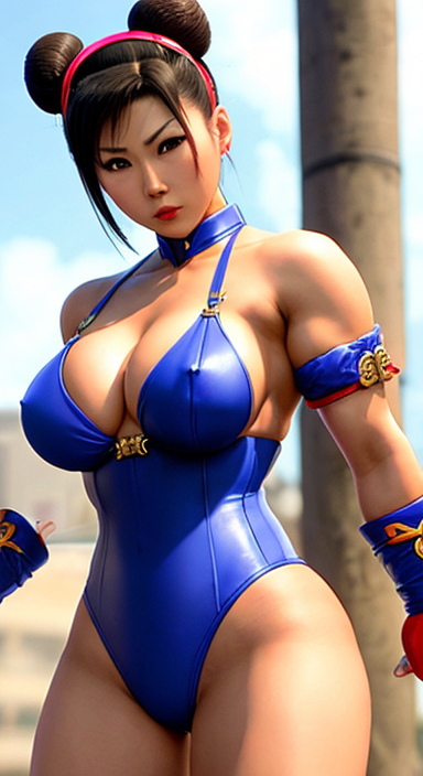 Street Fighter Chun-Li - NSFW, My, Summer, Erotic, Neural network art, Longpost, Chun-Li, 18+, Street fighter