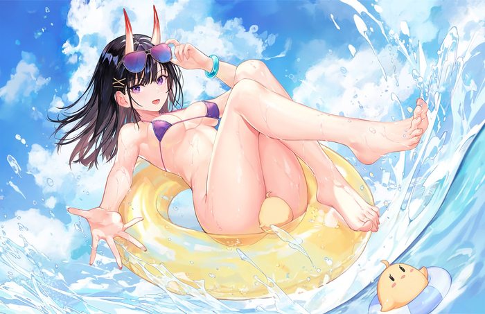 Noshiro - NSFW, Erotic, Boobs, Booty, Noshiro, Neural network art, Anime art, Hand-drawn erotica, Art, Girls, Bikini, Azur lane, Girl in glasses, Girl with Horns, Anime, 18+, Urdha