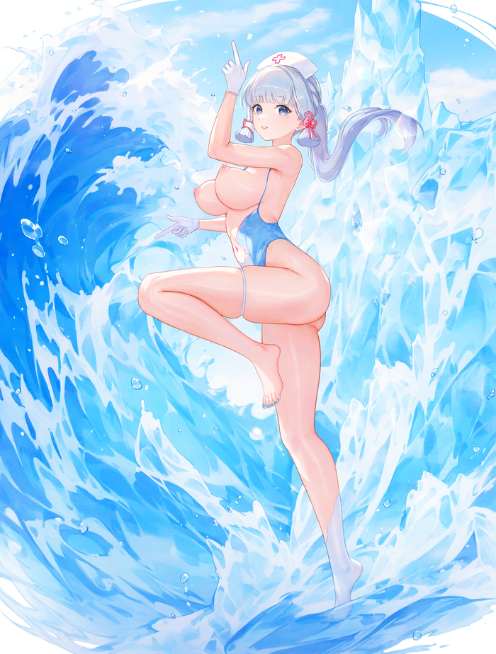 Ayaka - 18+, Anime art, Anime, Genshin impact, Kamisato Ayaka (Genshin Impact), Boobs, Urdha, NSFW