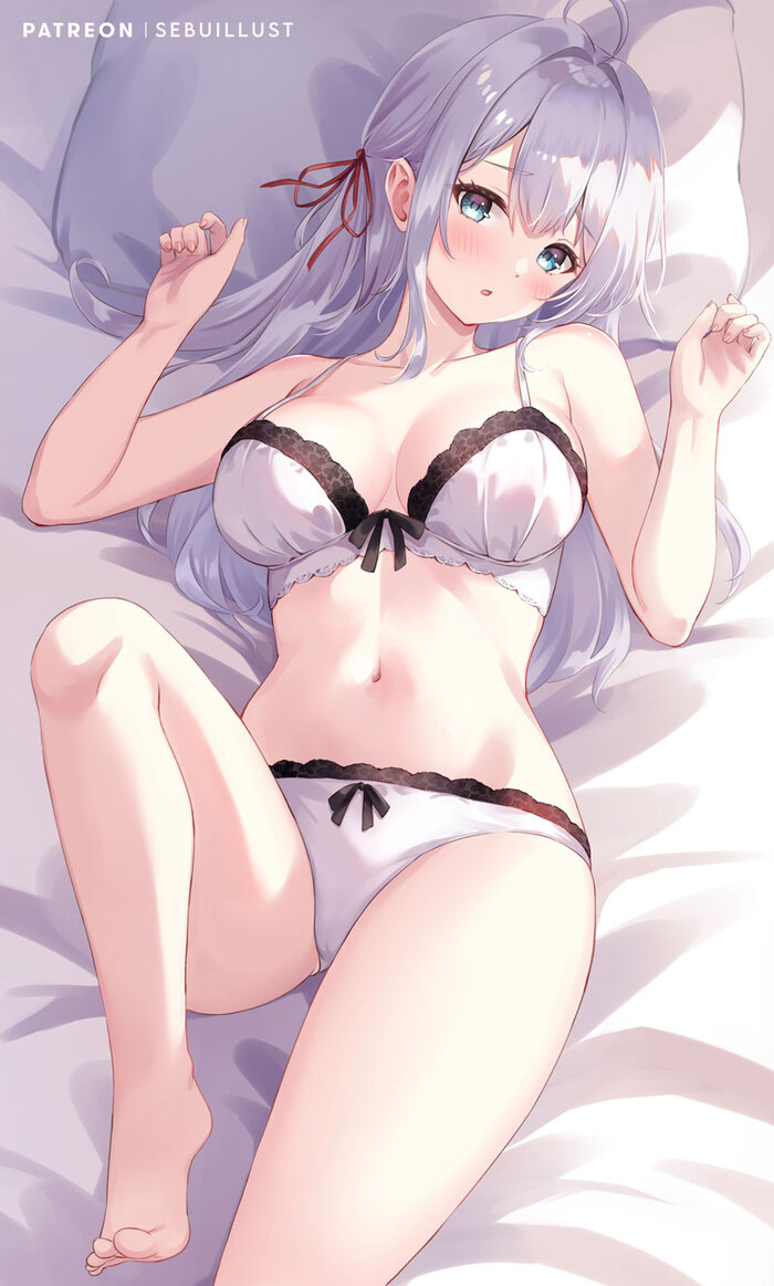 Russian, Russian, Russian girl... - NSFW, Art, Anime, Hand-drawn erotica, Underpants, Underwear, Bra, Boobs, Alisa Mikhailovna Kujou, Tokidoki Bosotto Russia-go de Dereru Tonari no Aly, Anime art, Roshidere