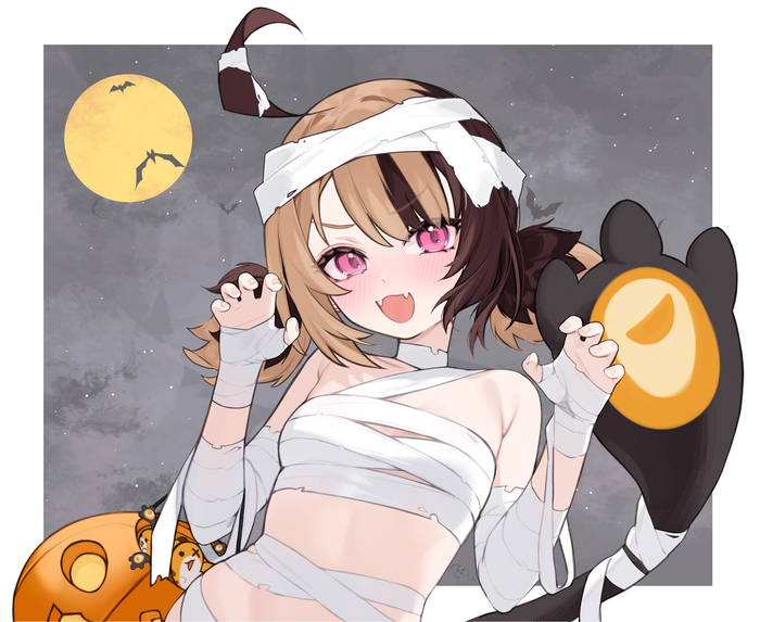 Happy Halloween - NSFW, Anime, Anime art, Virtual youtuber, Hololive, Gigi Murin, Halloween, 18+