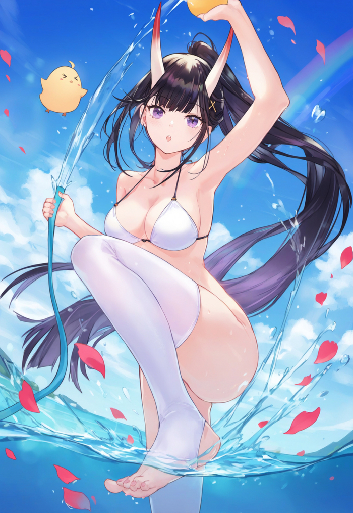 Noshiro - 18+, Anime art, Anime, Azur lane, Noshiro, Swimsuit, Girl with Horns, NSFW, Urdha