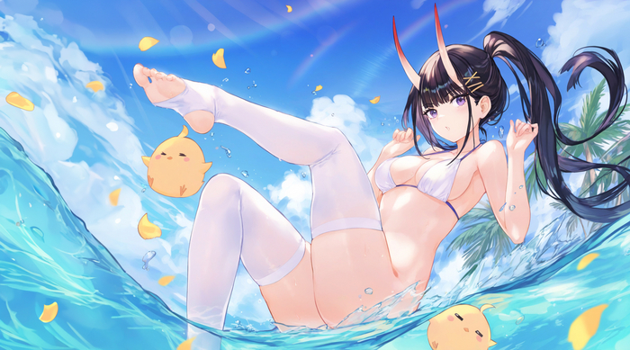 Noshiro - 18+, Anime art, Anime, Azur lane, Noshiro, Swimsuit, Girl with Horns, NSFW, Urdha