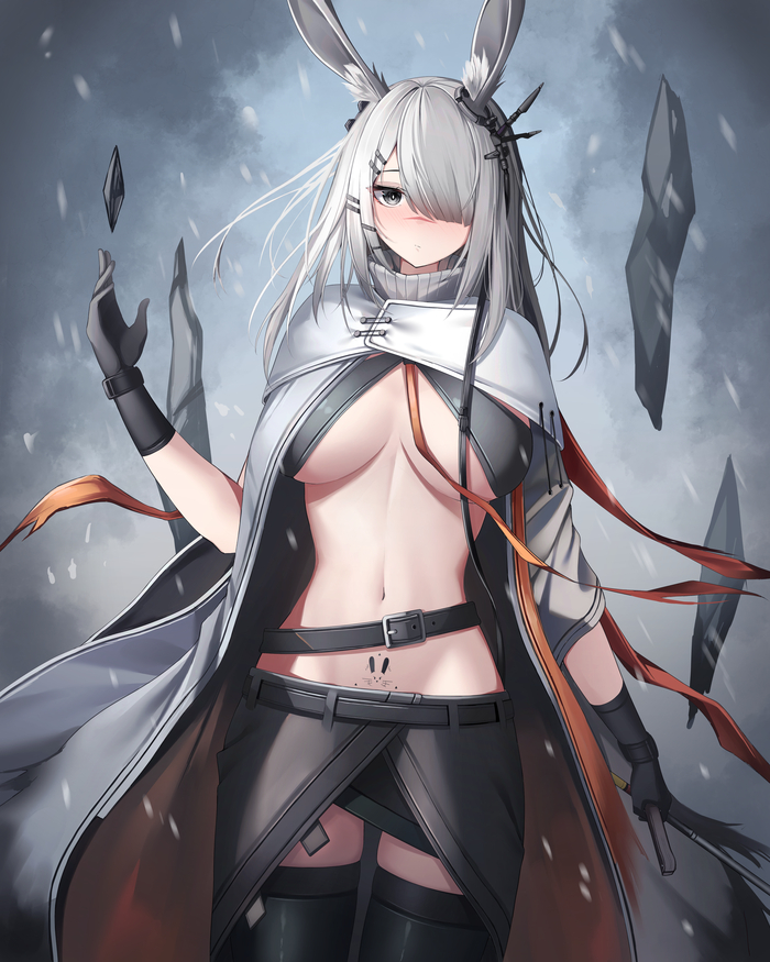 White Bunny - 18+, Anime art, Anime, Arknights, Frostnova, Animal ears, NSFW