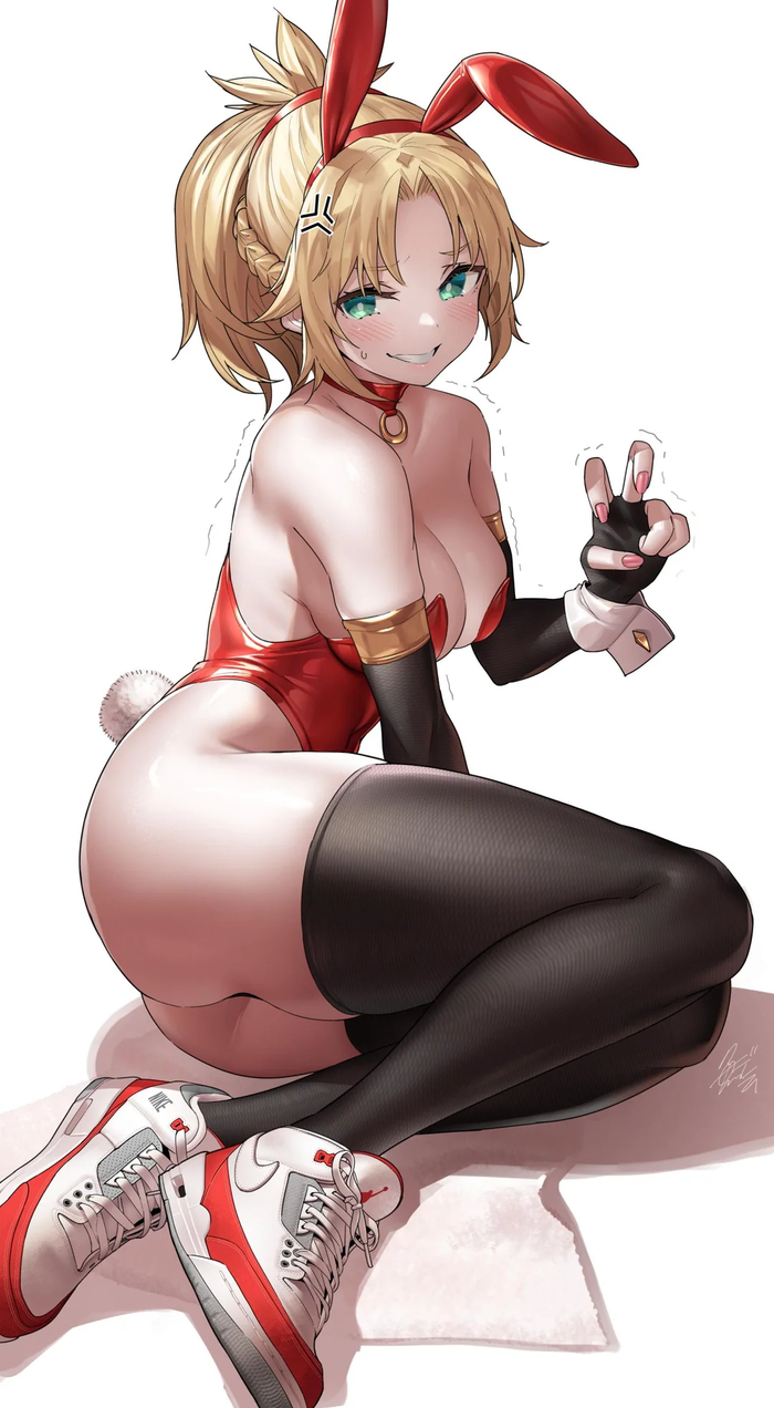 Evil Rabbit - 18+, Art, Anime art, Anime, Fate, Fate apocrypha, Mordred, Bunnysuit, NSFW
