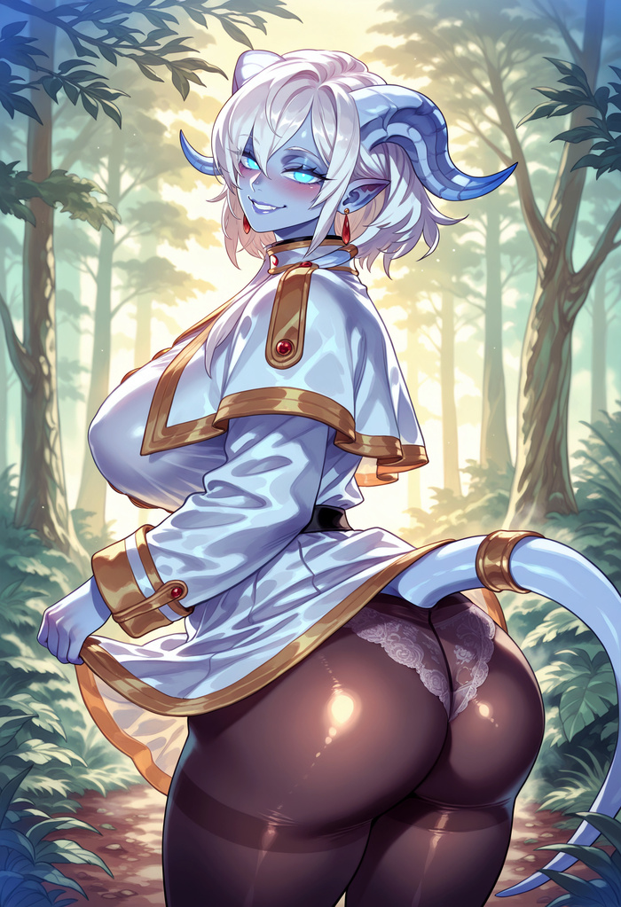 Продолжение поста «Yrel» - Серия Balecxi, 18+, Контент нейросетей, Арт, Аниме, Anime Art, Рисованная эротика, Эротика, Арты нейросетей, World of Warcraft, Warcraft, Дренеи, Ирель, Девушка с рогами, Extra thicc, Игры, Game Art, Ответ на пост, Длиннопост, NSFW