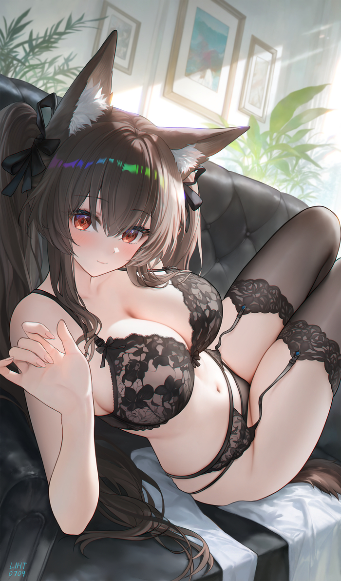 Continuation of the post Gilberta - 18+, Anime art, Anime, Gilberta (Endfield), Animal ears, Underwear, Reply to post, Longpost, NSFW