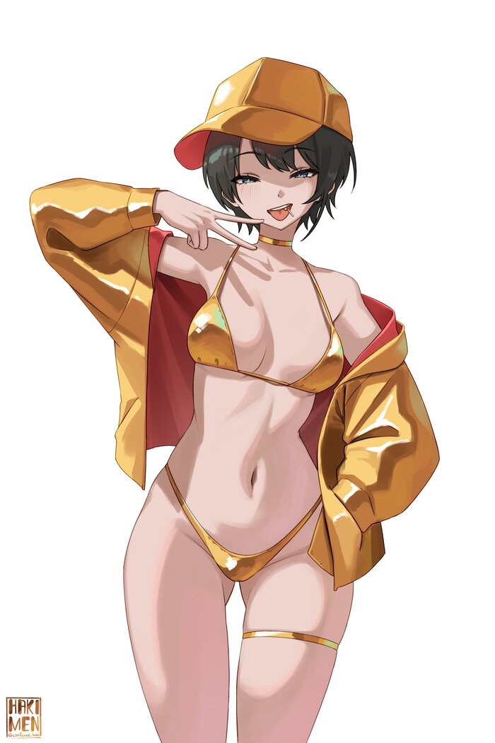 Subaru - 18+, Art, Anime, Anime art, Virtual youtuber, Hololive, Oozora Subaru, Tomboy, Hand-drawn erotica, Erotic, Swimsuit, Longpost, NSFW