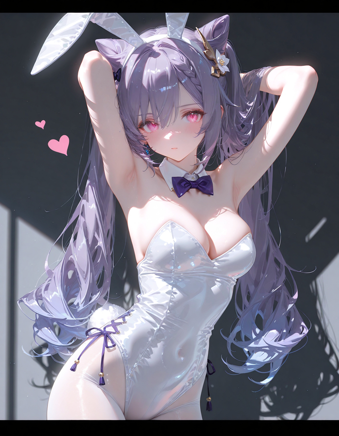 Keqing - 18+, Neural Network Content, Anime art, Genshin impact, Keqing (Genshin Impact), Huuoliv, Bunnysuit, NSFW