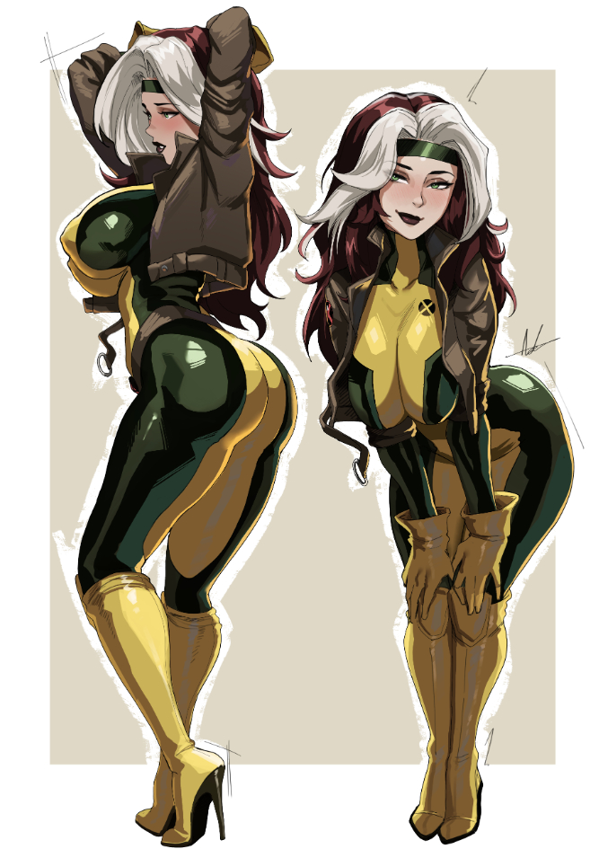Rogue - 18+, Aelion Draws, Art, Anime, Anime art, Hand-drawn erotica, Erotic, Games, Game art, Marvel, Marvel Rivals, X-Men, Rogue (X-Men), NSFW