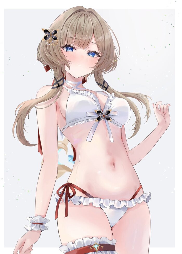 Sandrone - 18+, Genshin impact, Anime art, Art, Erotic, Hand-drawn erotica, Maruro (mar_R_o), Sandrone, Boobs, Navel, Swimsuit, NSFW