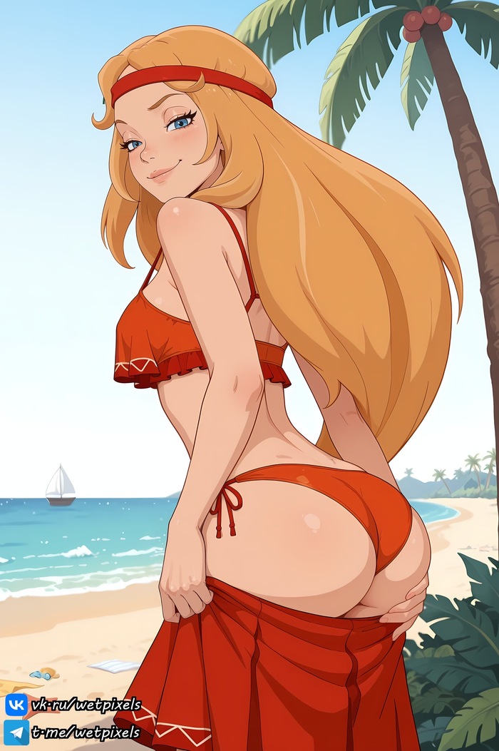 Beach Alyonka - 18+, Neural Network Content, Erotic, Art, Alenka, Mill (animation studio), Three heroes, Telegram (link), NSFW
