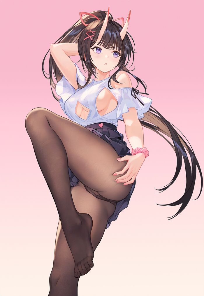 Noshiro - 18+, Anime art, Anime, Azur lane, Noshiro, Girl with Horns, Urdha, Tights, NSFW