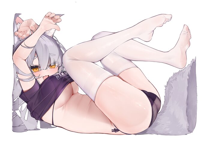 Лисичка в коробке - 18+, Аниме, Anime Art, Девушки, Original Character, Animal Ears, Кицунэ, Хвост, Панцу, Рисованная эротика, NSFW