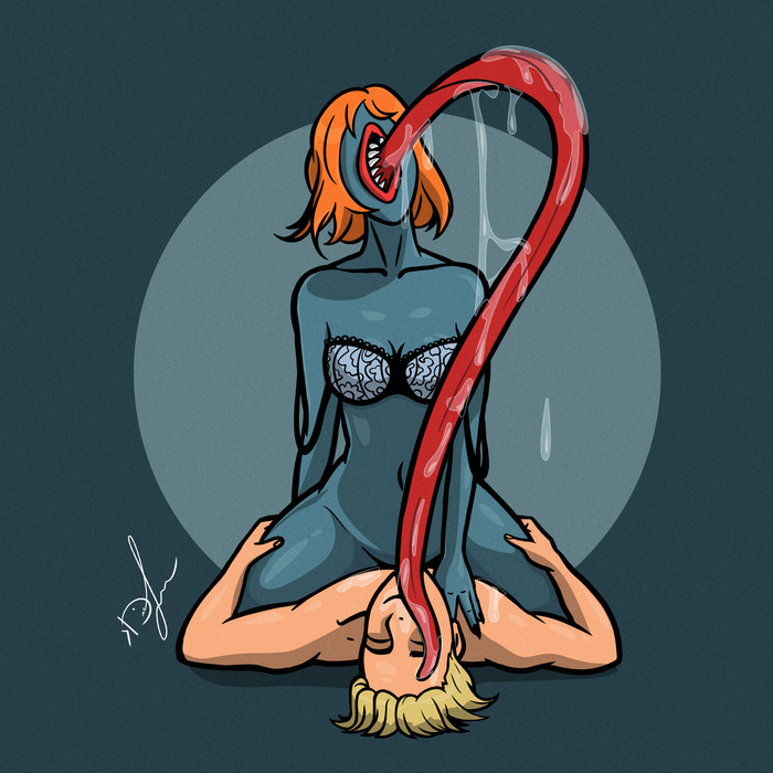 A good owner is a happy owner! - 18+, My, Original character, Fictional characters, Fictional universe, Art, Monster girl, Demoness, Erotic, Hand-drawn erotica, NSFW