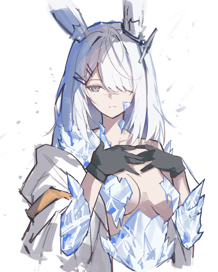 White Bunny - 18+, Anime art, Anime, Arknights, Frostnova, Animal ears, NSFW