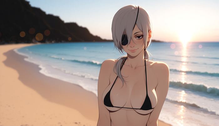 Bikini girls - 18+, Neural network art, Art, Erotic, Boobs, Anime, Bikini, Longpost, Anime art, NSFW
