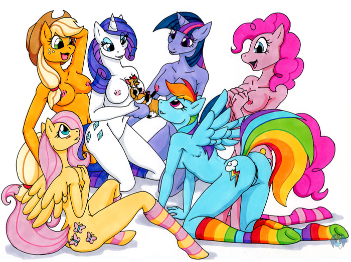Surrounded by ponies - 18+, My little pony, PonyArt, Twilight sparkle, Original character, Princess cadance, Lyra heartstrings, MLP Explicit, Rainbow dash, Rarity, Pinkie pie, Applejack, Fluttershy, Anthro, NSFW