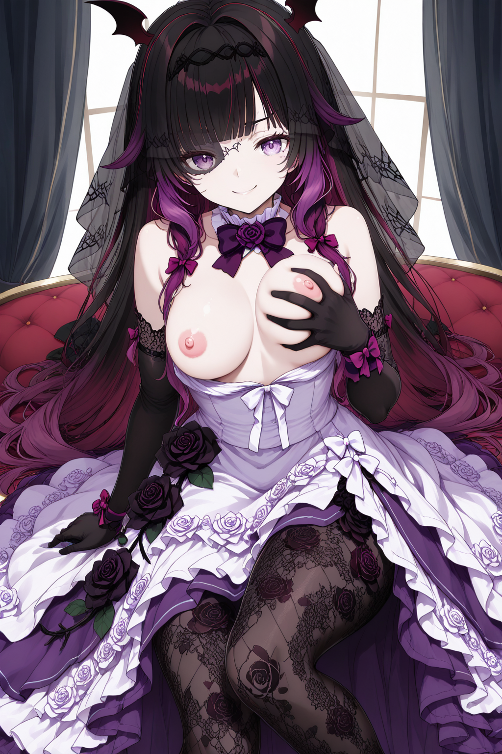Vampire Columbine skin from Genshin Impact - Series Girls from Genshin Impact, 18+, My, Neural Network Content, Genshin impact, Anime, Columbina (Genshin Impact), Erotic, Boobs, Booty, Stable diffusion, Neural network art, Anime art, Etty, Underpants, Neurovideo, Short videos, Vertical video, Soundless, Pantsu, Underwear, Choker, Video, Longpost, NSFW