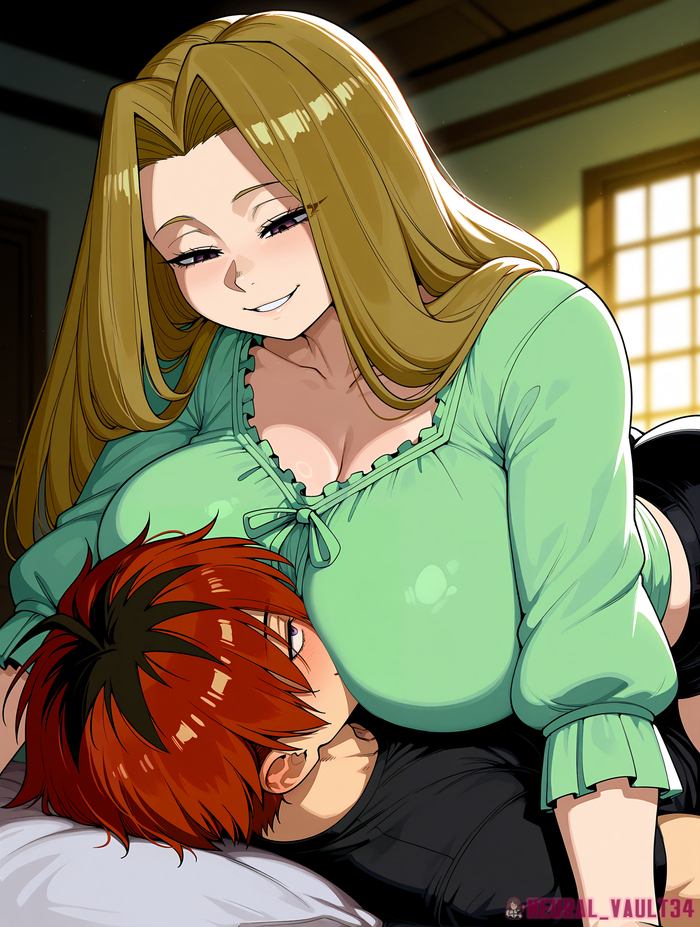 Stark and Methode - 18+, My, Neural Network Content, Neural network art, Anime art, Anime, Hand-drawn erotica, Stark (Sousou no Frieren), Methode (Sousou no Frieren), Longpost, NSFW