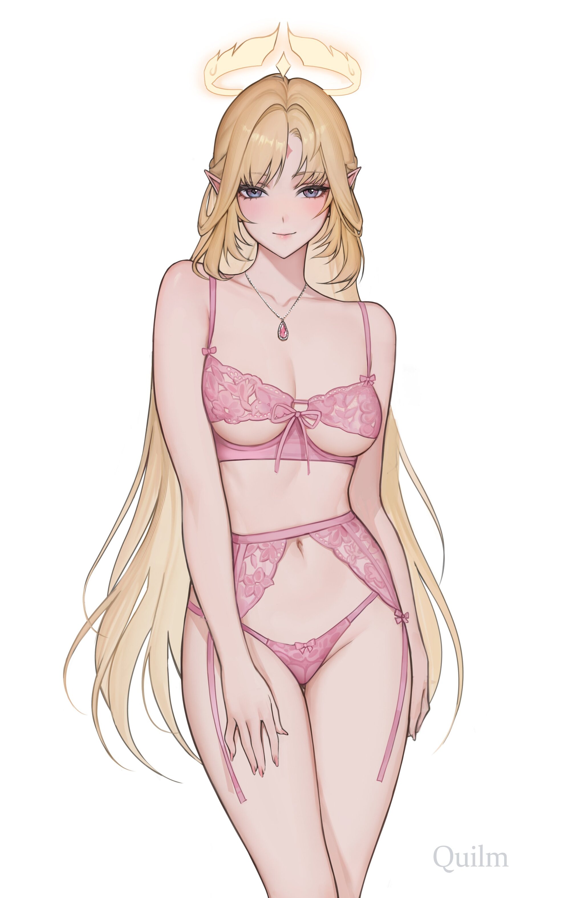 Continuation of the post Angel in a White Dress - 18+, Genshin impact, Quilm, Anime art, Art, Nicole Reeyn (Genshin Impact), Hand-drawn erotica, Erotic, Boobs, Navel, Reply to post, NSFW