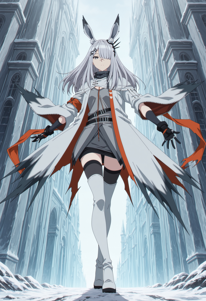 Frostnova - 18+, My, Neural Network Content, Anime, Anime art, Stable diffusion, Neural network art, Arknights, Frostnova, Housemaid, Longpost, NSFW