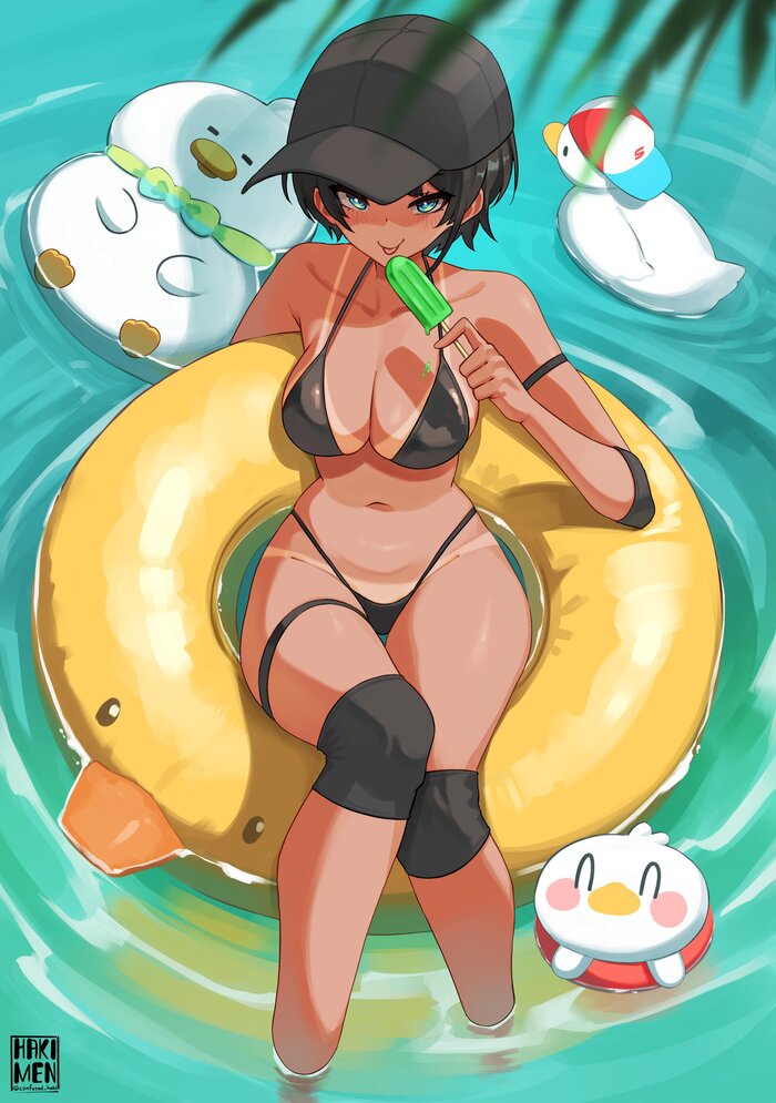 Subaru - 18+, Art, Anime, Anime art, Virtual youtuber, Hololive, Oozora Subaru, Tomboy, Hand-drawn erotica, Erotic, Swimsuit, Longpost, NSFW