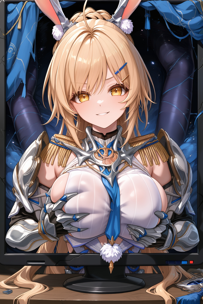 Knight Gratia from the RPG Silver Palace - Series Silver Palace, 18+, My, Neural Network Content, Anime, Girls, Silver Palace, Victorian era, Neural network art, Anime art, Stable diffusion, Erotic, Games, Boobs, Booty, Etty, Pantsu, Underwear, Neurovideo, Short videos, Vertical video, Soundless, Video, Longpost, Animal ears, NSFW