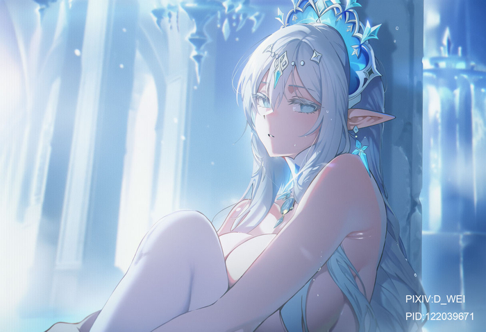 Anastasia - 18+, Neural Network Content, Anime art, Genshin impact, Tsaritsa (Genshin Impact), Elves, Hentai, Hand-drawn erotica, Longpost, NSFW