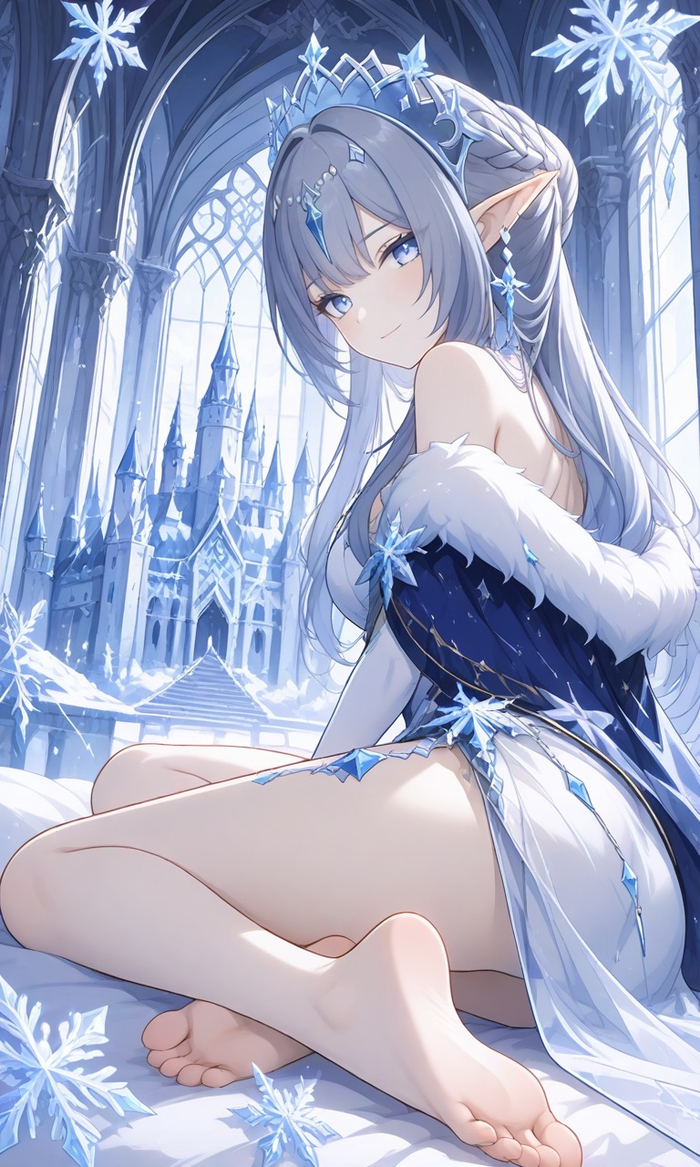 Monday - 18+, Neural Network Content, Anime art, Genshin impact, Tsaritsa (Genshin Impact), Elves, Girls, Legs, Foot fetish, Longpost, NSFW