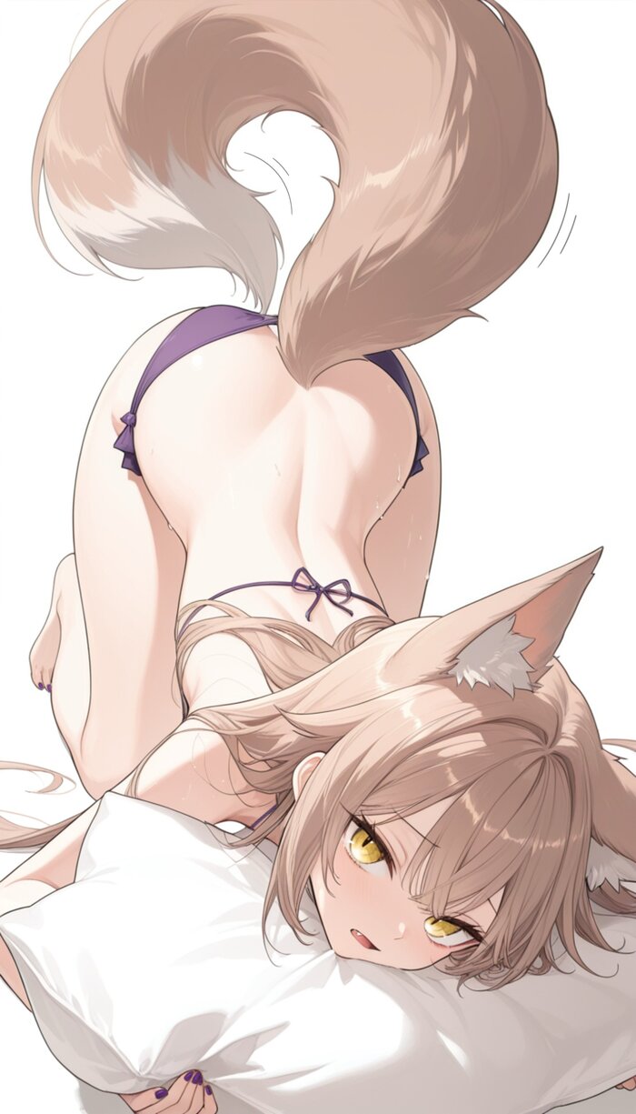 Ну погладь меня - 18+, Аниме, Anime Art, Девушки, Animal Ears, Купальник, Бикини, Original Character, NSFW