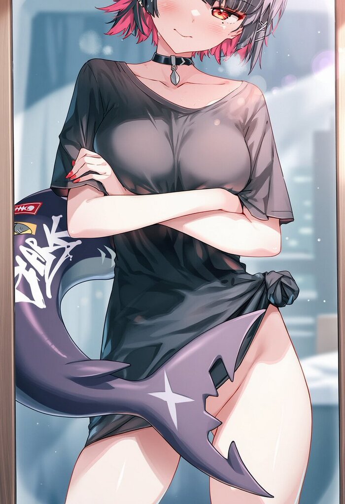 Акулк - 18+, Аниме, Anime Art, Девушки, Игры, Zenless Zone Zero, Ellen Joe (zzz), Рисованная эротика, Арты нейросетей, Raaicave, NSFW