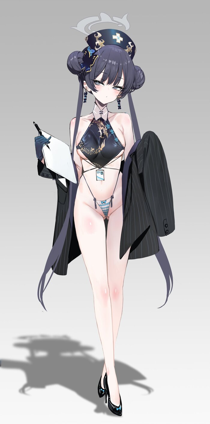 Kisaki - 18+, Anime art, Anime, Kisaki, Blue archive, Underwear, Girls, Jacket, Hand-drawn erotica, Dishwasher1910, NSFW