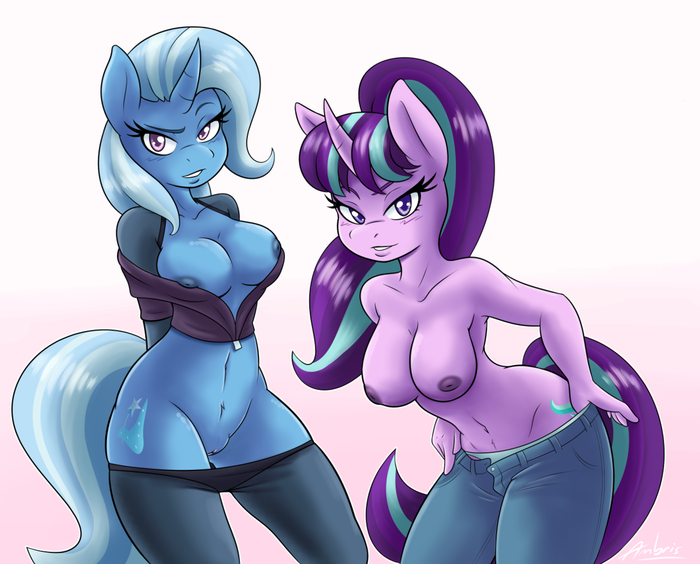 When you entered the van at the wrong time - Series MLP, 18+, My little pony, Starlight Glimmer, Trixie, Anthro, MLP Explicit, MLP Edge, Ambris, NSFW