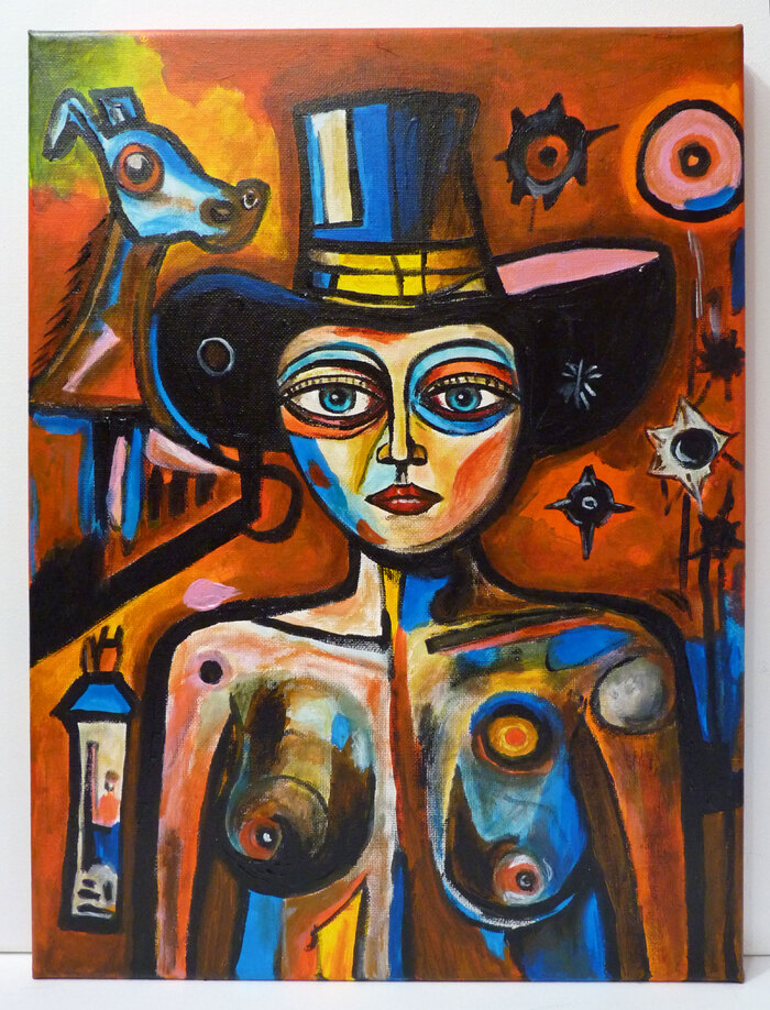 Painting Wild West, acrylic on canvas - 18+, My, Acrylic, Art, Erotic, Author's painting, Painting, Painting, Vanguard, Avant-gardism, Ar Brut, NSFW