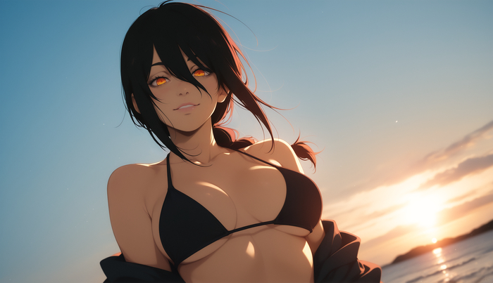 Bikini girls - 18+, Neural network art, Art, Erotic, Boobs, Anime, Bikini, Longpost, Anime art, NSFW
