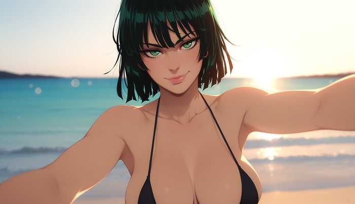 Bikini girls - 18+, Neural network art, Art, Erotic, Boobs, Anime, Bikini, Longpost, Anime art, NSFW