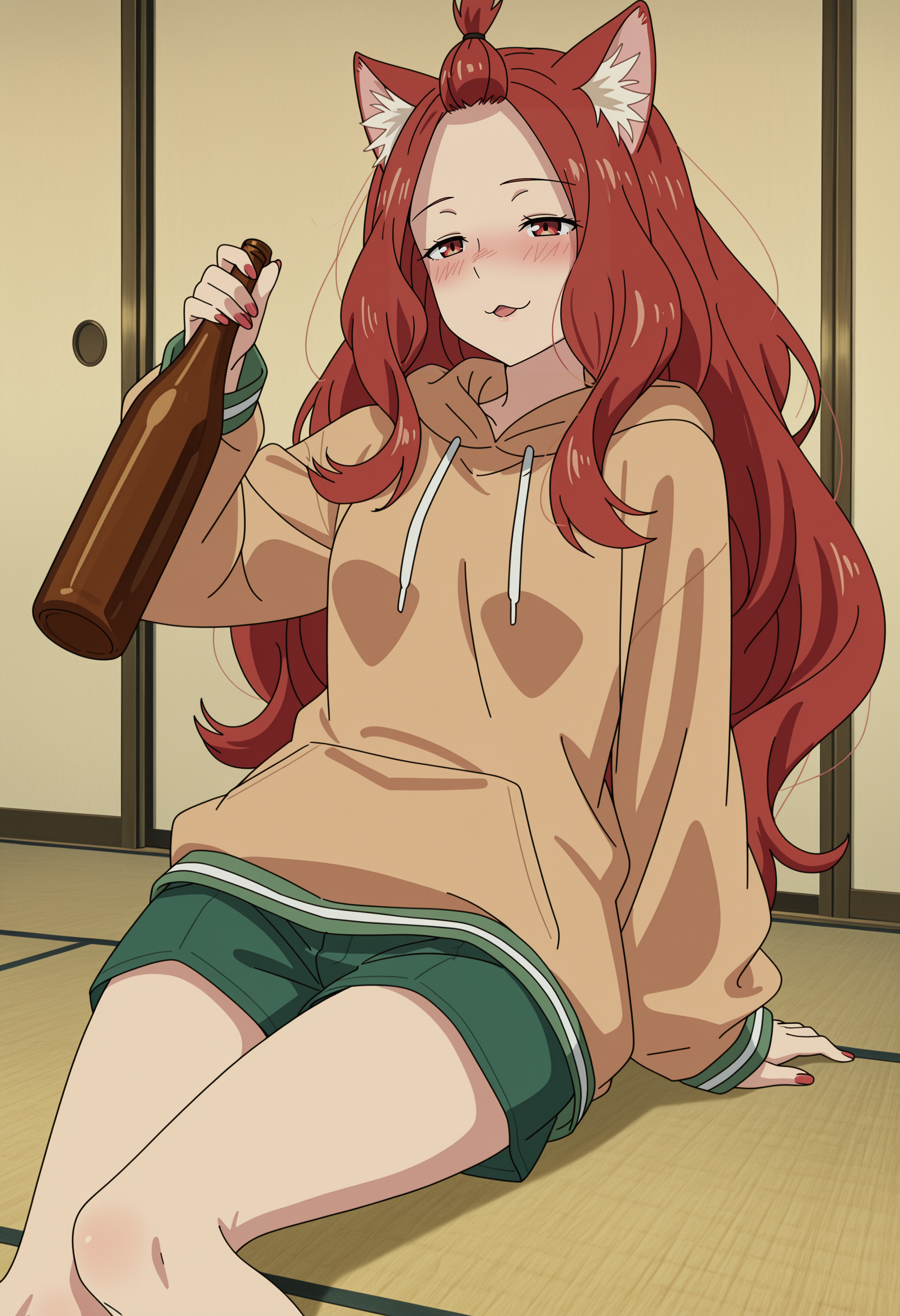 Kaoruko (+Drunk) - 18+, My, Neural Network Content, Anime, Stable diffusion, Anime art, Neural network art, Yani Neko, Colorful hair, Red eyes, Longpost, NSFW