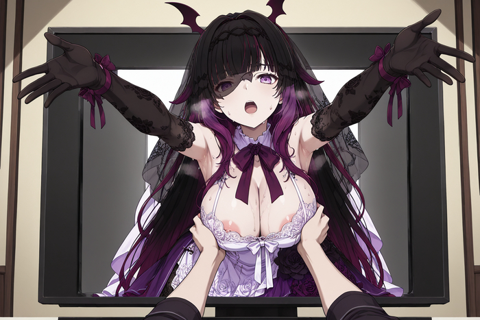 Vampire Columbine skin from Genshin Impact - Series Girls from Genshin Impact, 18+, My, Neural Network Content, Genshin impact, Anime, Columbina (Genshin Impact), Erotic, Boobs, Booty, Stable diffusion, Neural network art, Anime art, Etty, Underpants, Neurovideo, Short videos, Vertical video, Soundless, Pantsu, Underwear, Choker, Video, Longpost, NSFW