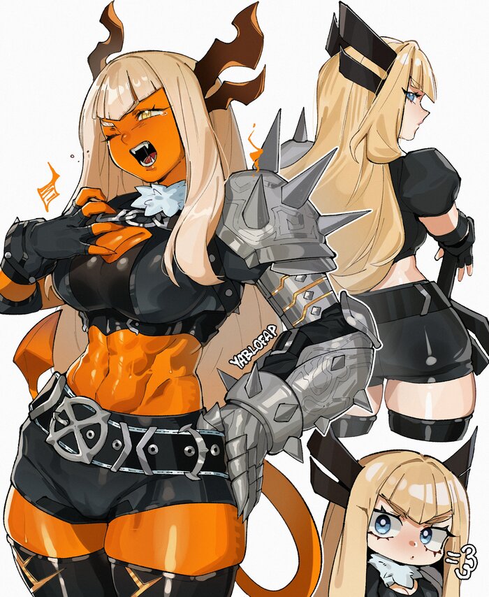 Magik - 18+, Art, Anime, Anime art, Hand-drawn erotica, Erotic, Marvel, Marvel Tokon, Magic (Marvel Comics), Games, Game art, Muscleart, Strong girl, Girl with Horns, Tail, NSFW