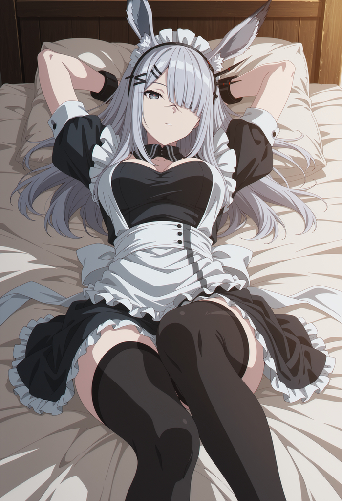 Frostnova - 18+, My, Neural Network Content, Anime, Anime art, Stable diffusion, Neural network art, Arknights, Frostnova, Housemaid, Longpost, NSFW