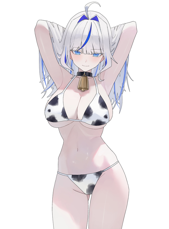 Aokumo Rin - 18+, Anime art, Anime, Virtual youtuber, Stellive, Aokumo Rin (StelLive), Collar, Bikini, Swimsuit, NSFW
