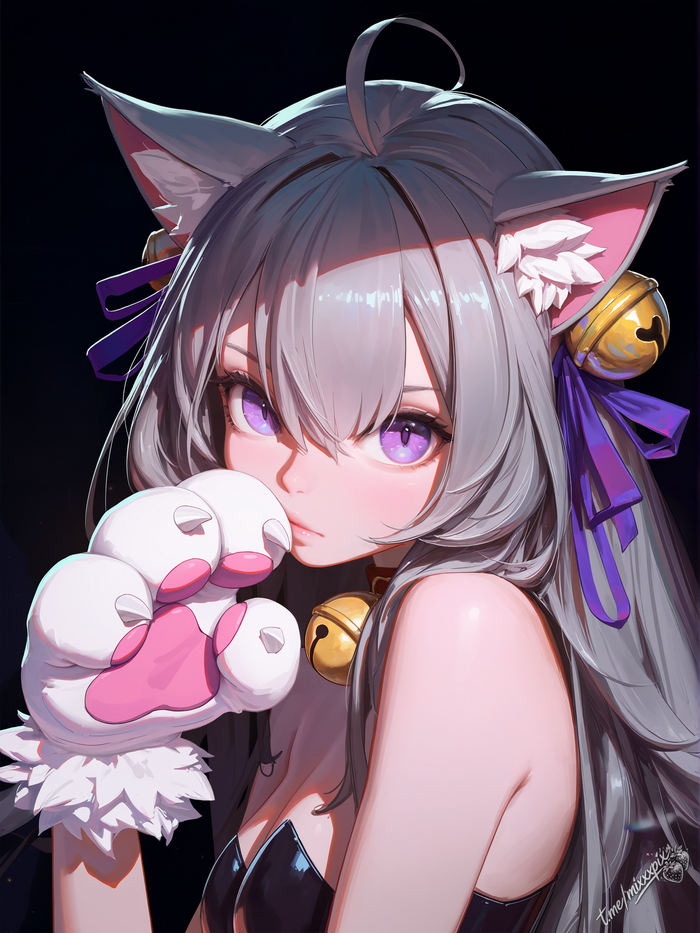 Generenyashi 8 - 18+, My, Neural Network Content, Anime art, Boobs, Ears, Neural network art, Longpost, NSFW