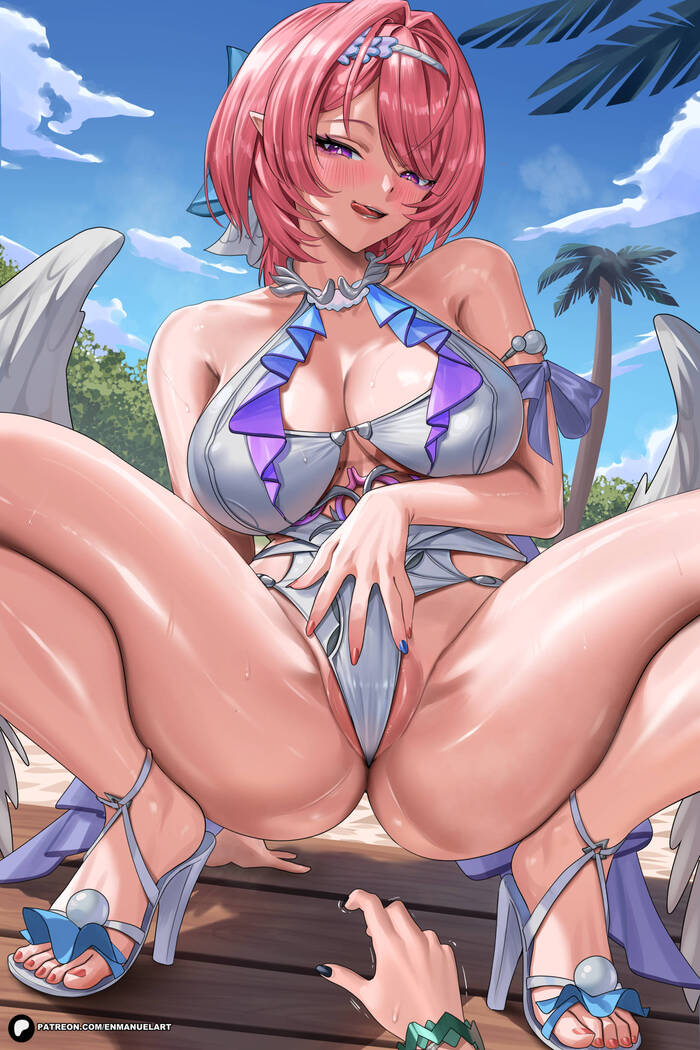 She seems to be hinting at something... - 18+, Enmanuelart20, Art, Anime, Anime art, Erotic, Hand-drawn erotica, Zenless Zone Zero, Games, Game art, Underwear, Pantsu, Ramiel (zzz), NSFW