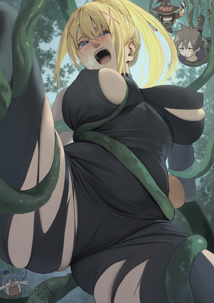 Trapped - 18+, Anime, Anime art, Konosuba, Satou kazuma, Aqua, Darkness, Megumin, Bhive003, Hand-drawn erotica, NSFW