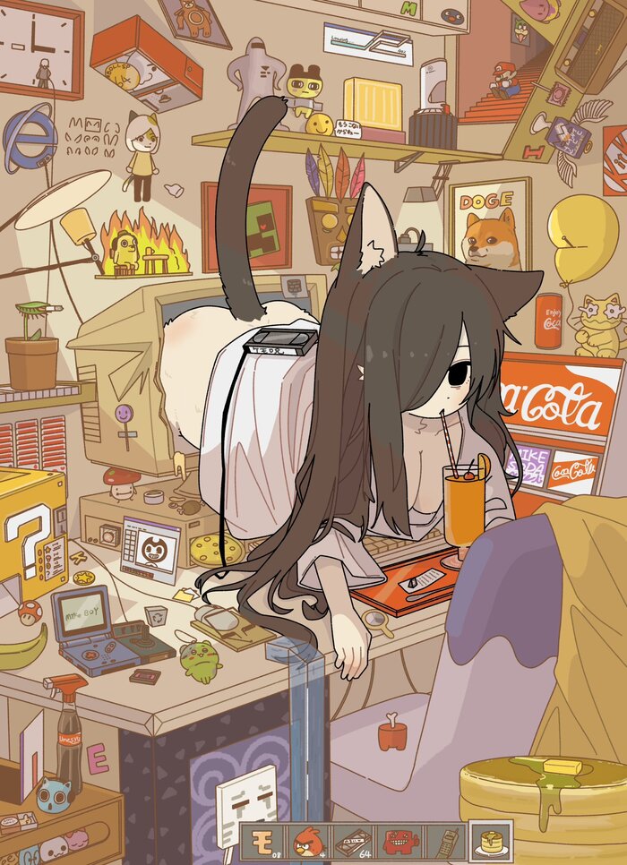 Тук-тук, к вам гости-мяу~ - 18+, Аниме, Anime Art, Девушки, Animal Ears, Original Character, Арт, Рисованная эротика, Хвост, NSFW