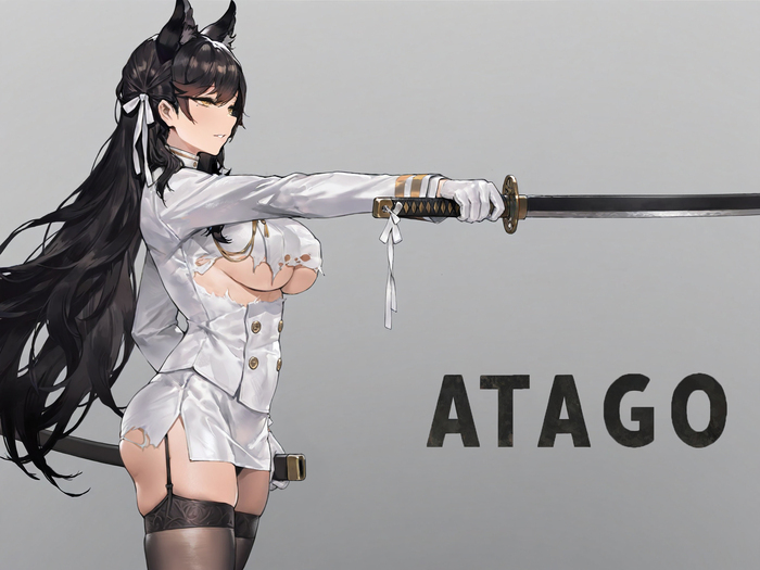 After the fight - 18+, Neural Network Content, Anime, Pixiv, Anime art, Atago, Azur lane, Neural network art, NSFW, Urdha