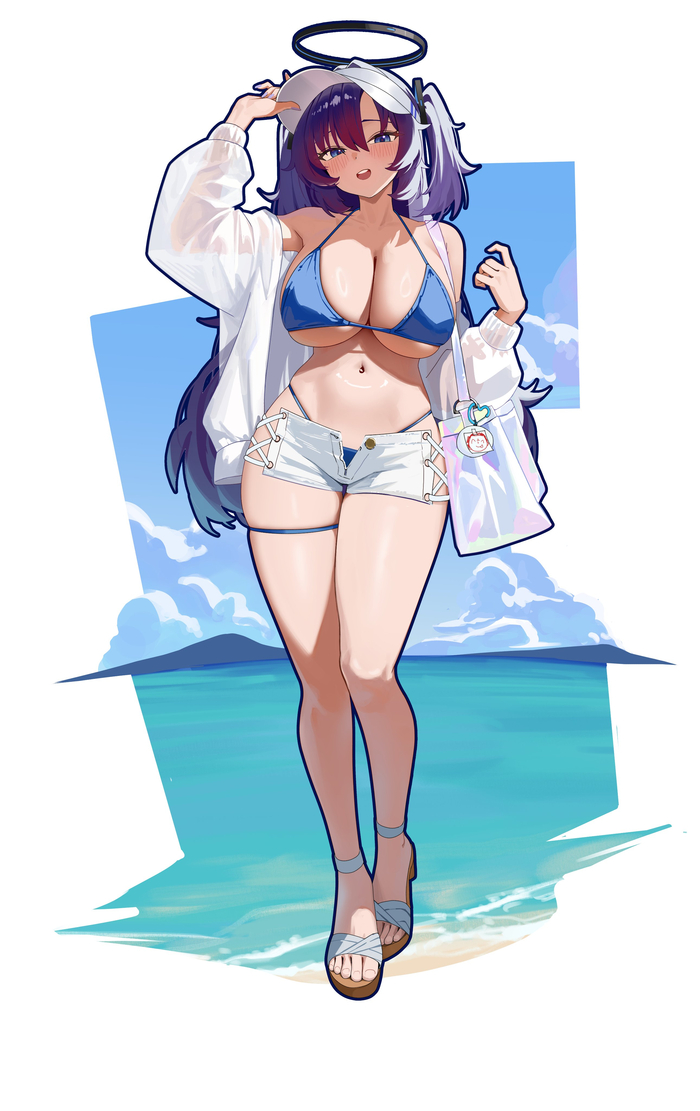 Yuuka - 18+, Anime art, Anime, Blue archive, Hayase Yuuka, Mcbox, Bikini, NSFW