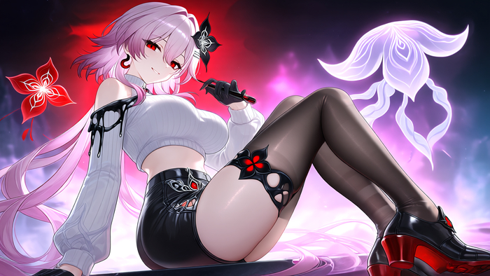 Evernight - 18+, My, Neural Network Content, Neural network art, Erotic, Honkai: Star Rail, Evernight (Honkai: Star Rail), NSFW